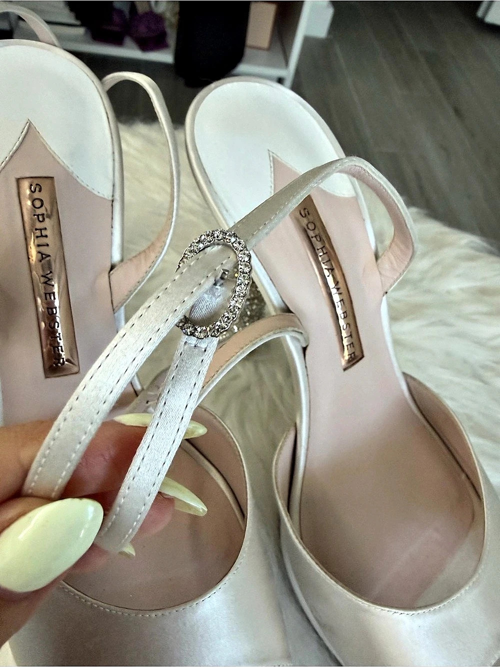 Sophia Webster Jeweled Platform Heels in White - Picture 4 of 8